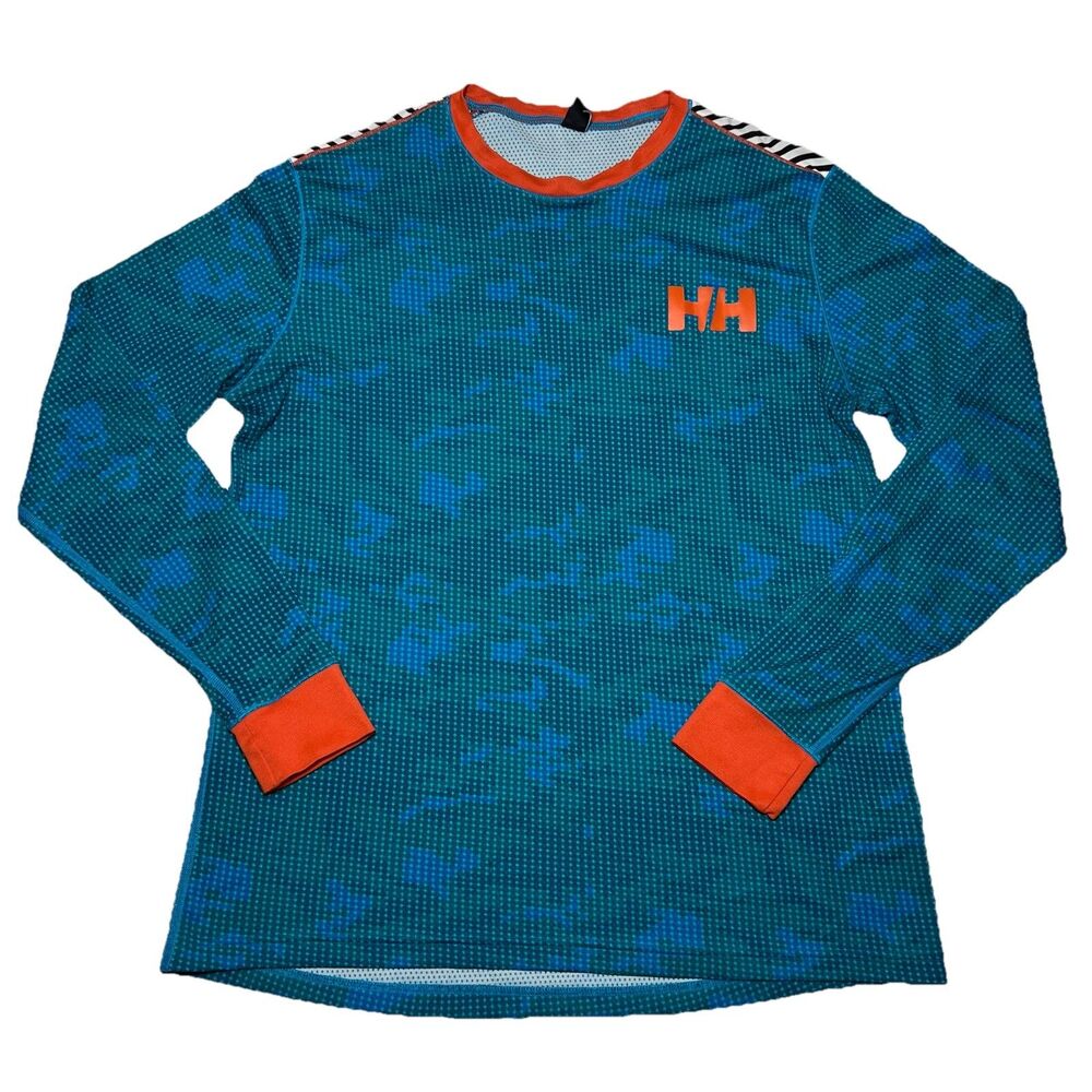 Helly Hansen Lifa Active Mens Small Blue Camo Orange Base Layer Performance